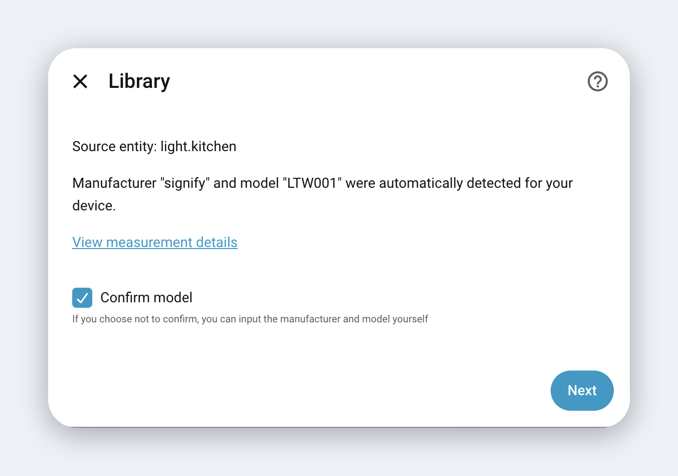 Library model detection